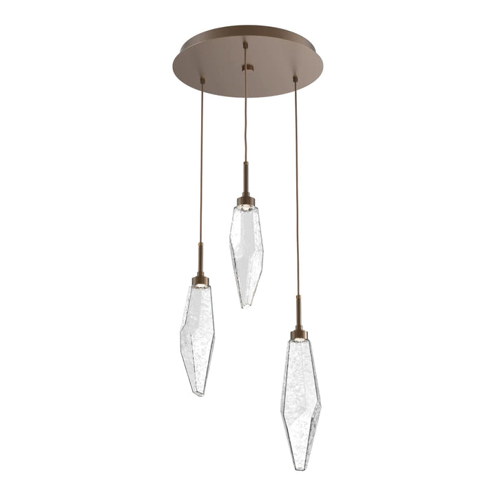 Rock Crystal Round Pendant Chandelier – Quick Ship by Hammerton Studio in Flat Bronze