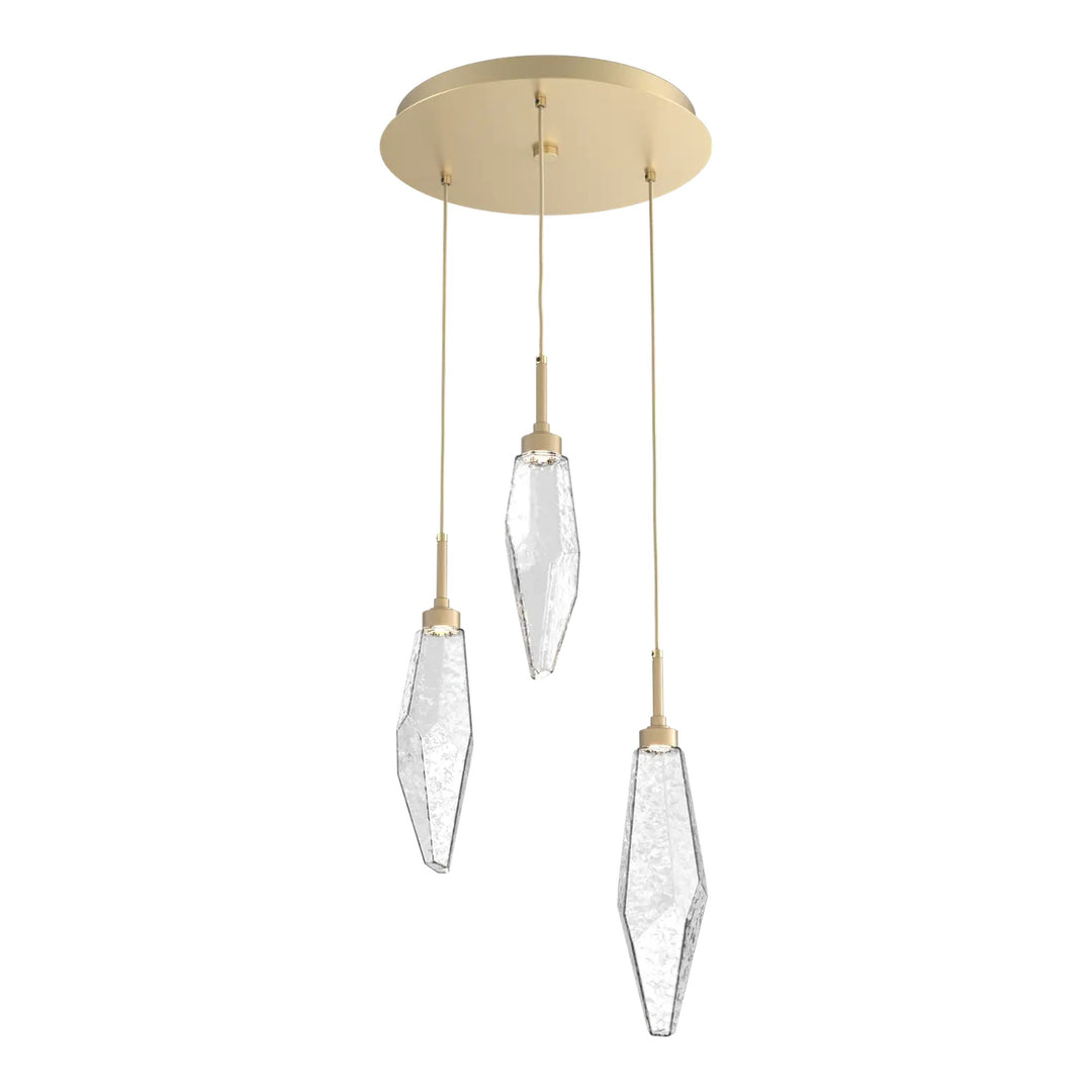 Rock Crystal Round Pendant Chandelier – Quick Ship by Hammerton Studio in Gilded Brass