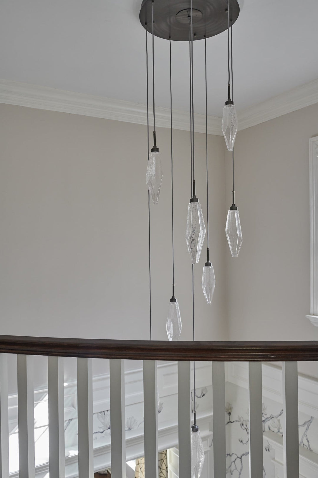 Rock Crystal Round Pendant Chandelier – Quick Ship by Hammerton Studio in a styled interior