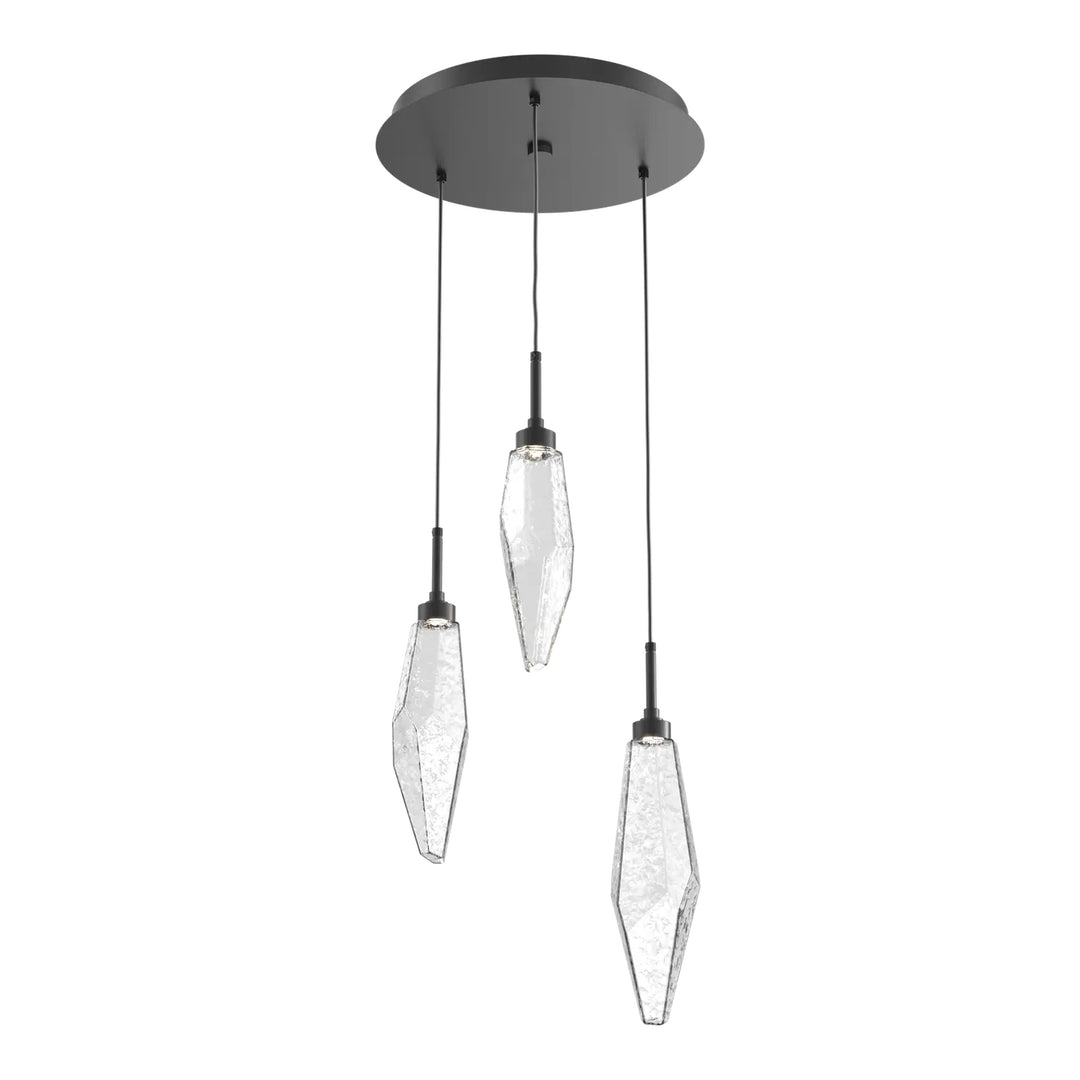 Rock Crystal Round Pendant Chandelier – Quick Ship by Hammerton Studio in Matte Black