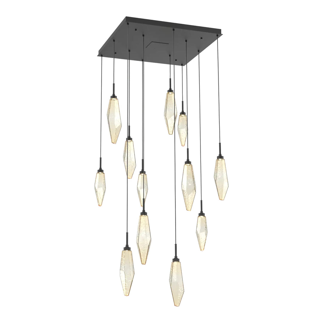Rock Crystal Square Pendant Chandelier by Hammerton Studio, 12 Lights