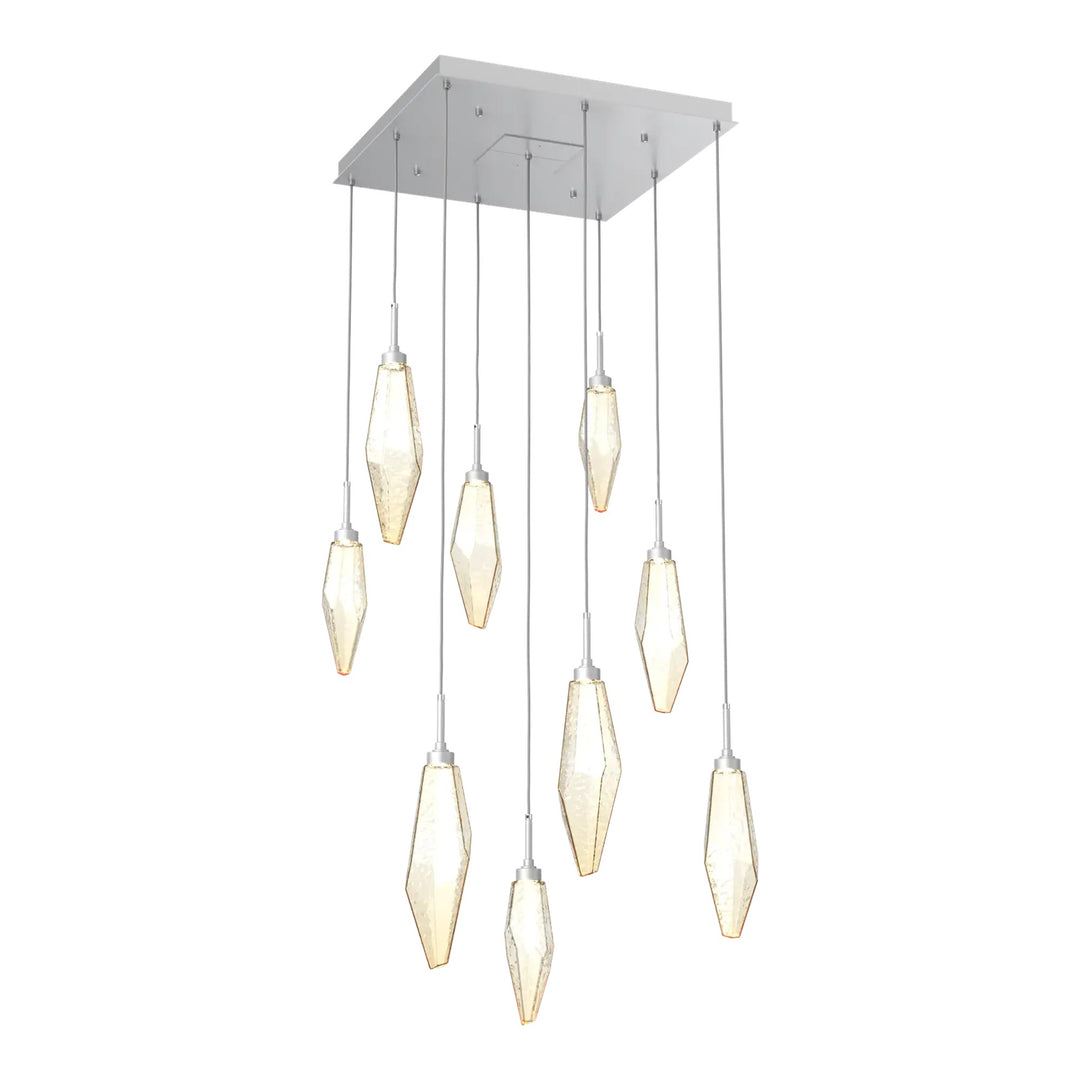 Rock Crystal Square Pendant Chandelier by Hammerton Studio in Classic Silver