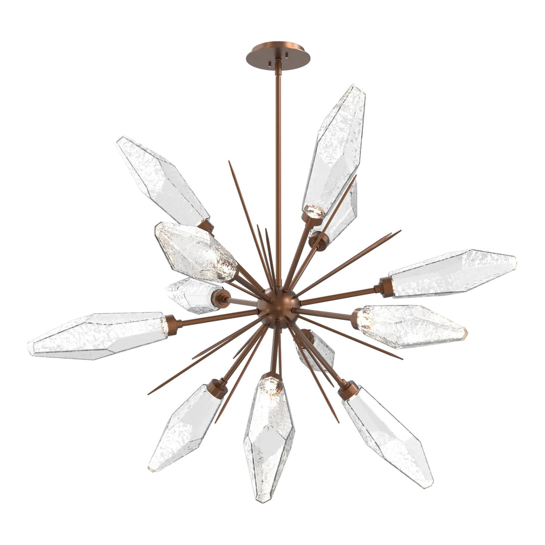Rock Crystal Starburst Chandelier by Hammerton Studio in Burnished Bronze