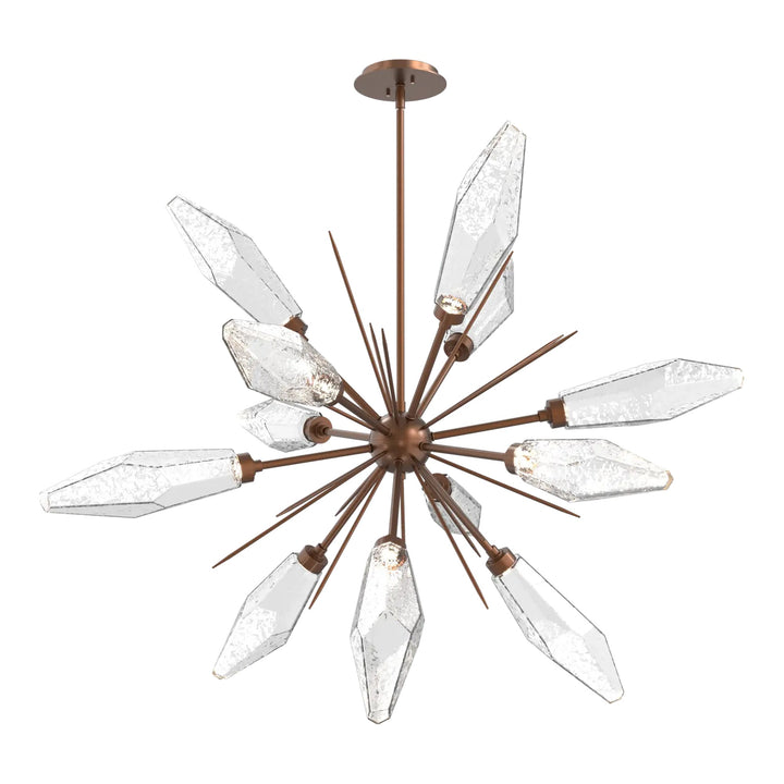 Rock Crystal Starburst Chandelier by Hammerton Studio in Burnished Bronze