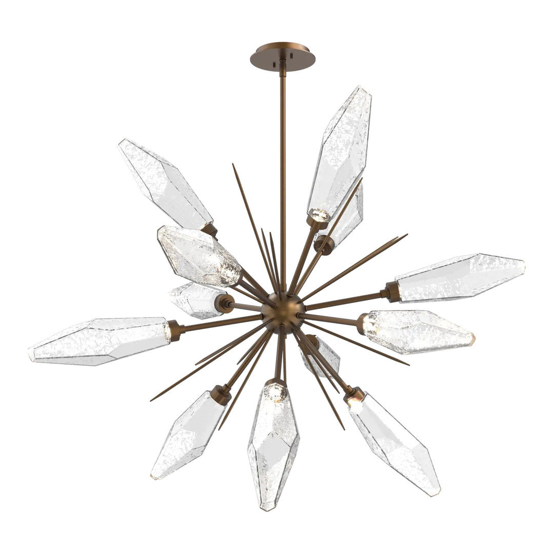 Rock Crystal Starburst Chandelier by Hammerton Studio in Flat Bronze