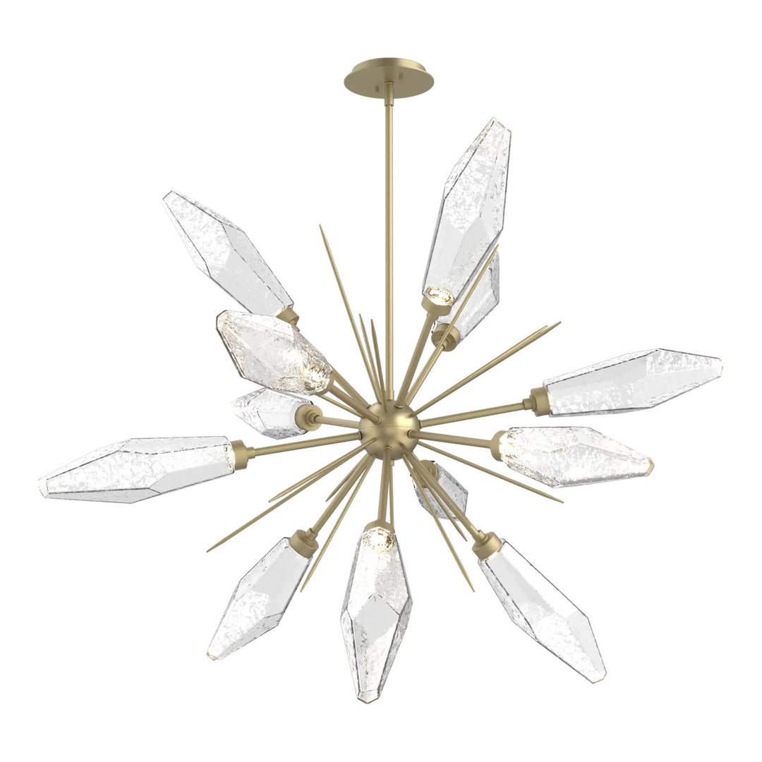Rock Crystal Starburst Chandelier by Hammerton Studio in Gilded Brass