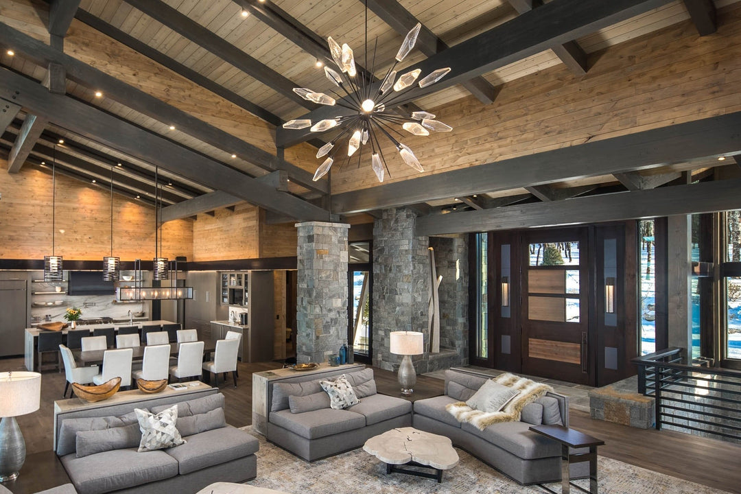 Rock Crystal Starburst Chandelier by Hammerton Studio in a styled interior