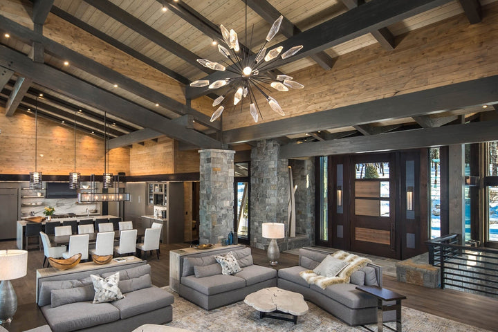 Rock Crystal Starburst Chandelier by Hammerton Studio in a styled interior
