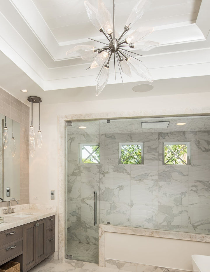 Rock Crystal Starburst Chandelier by Hammerton Studio in a styled interior