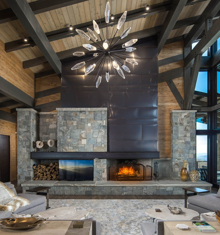 Rock Crystal Starburst Chandelier by Hammerton Studio in a styled interior