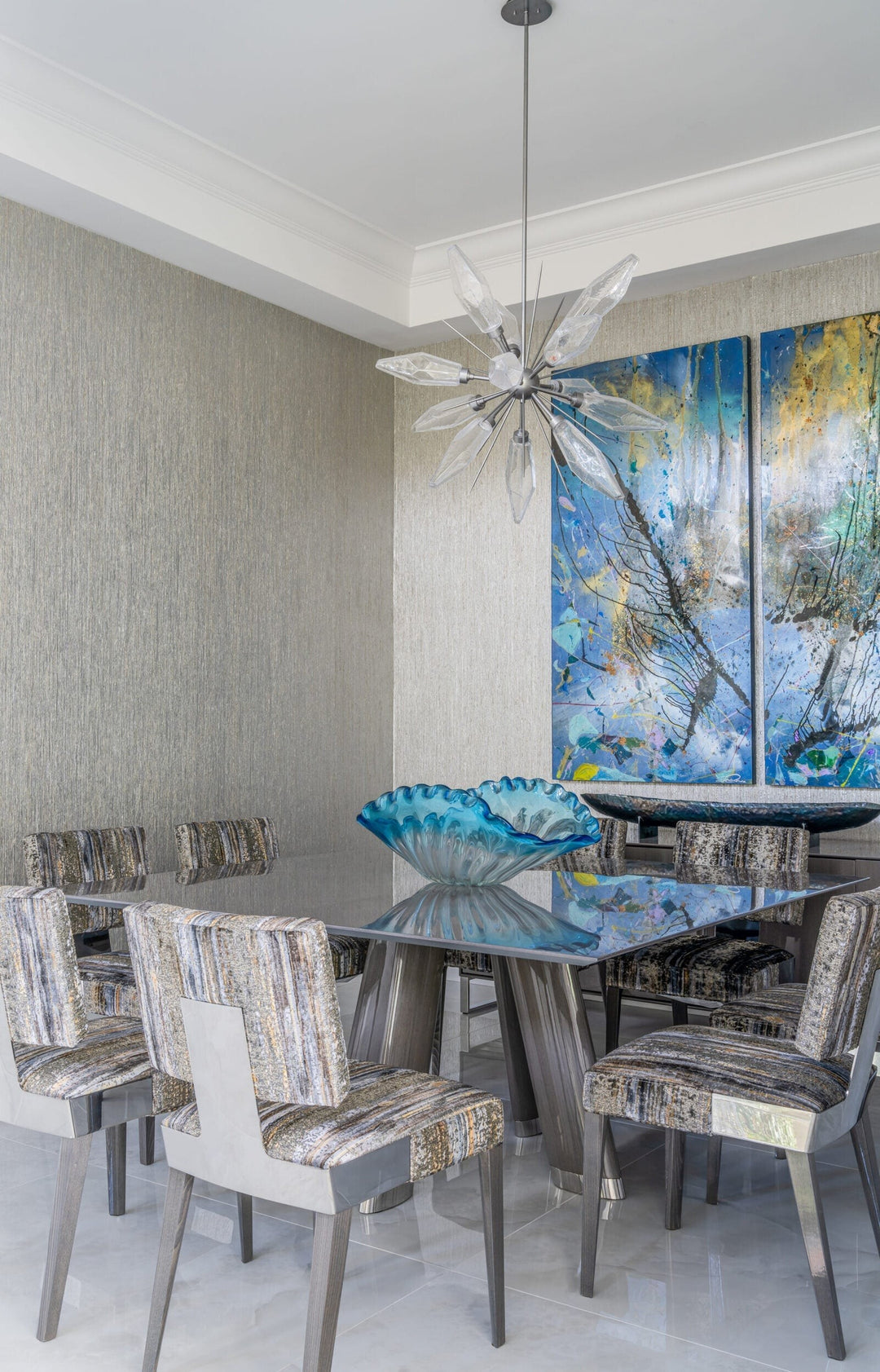 Rock Crystal Starburst Chandelier by Hammerton Studio in a styled interior