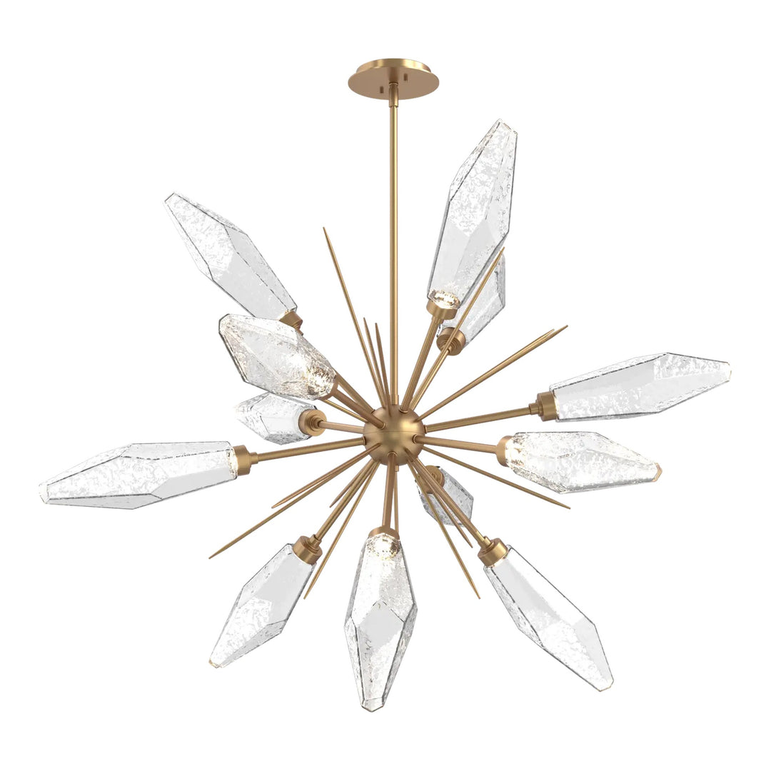 Rock Crystal Starburst Chandelier by Hammerton Studio in Novel Brass