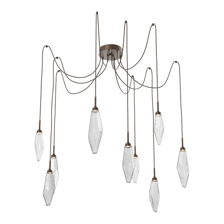 Rock Crystal Swag Chandelier by Hammerton Studio in Burnished Bronze