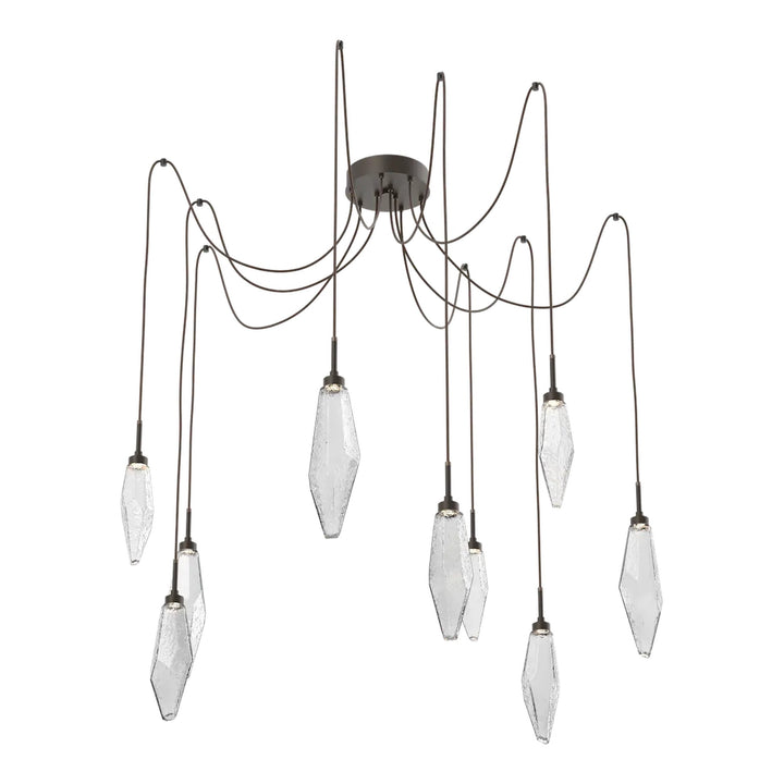 Rock Crystal Swag Chandelier by Hammerton Studio in Flat Bronze