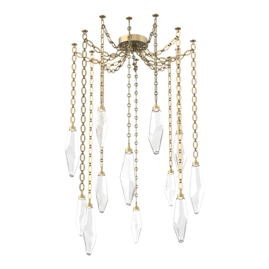 Rock Crystal Swag Chandelier by Hammerton Studio in Gilded Brass on chain