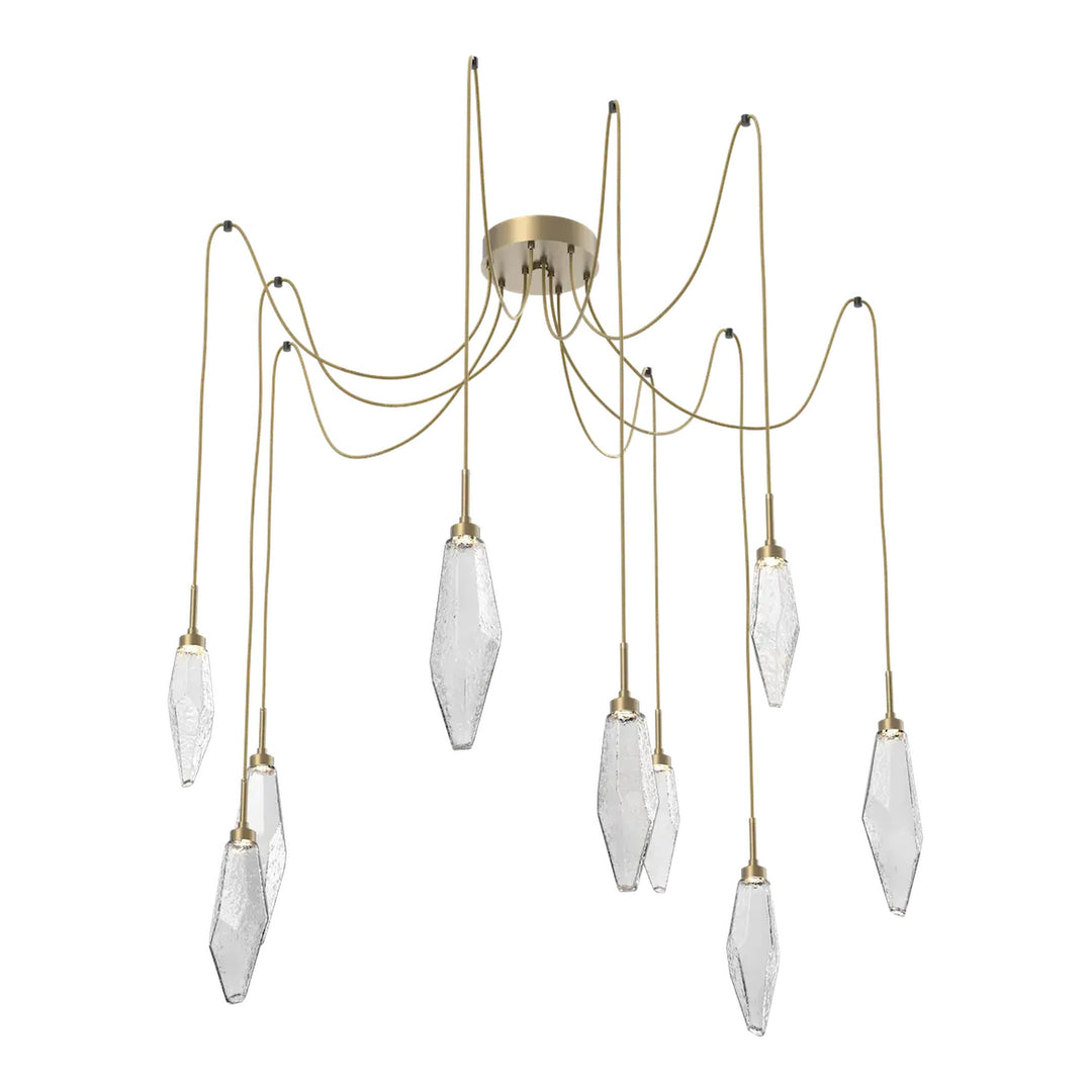 Rock Crystal Swag Chandelier by Hammerton Studio in Gilded Brass