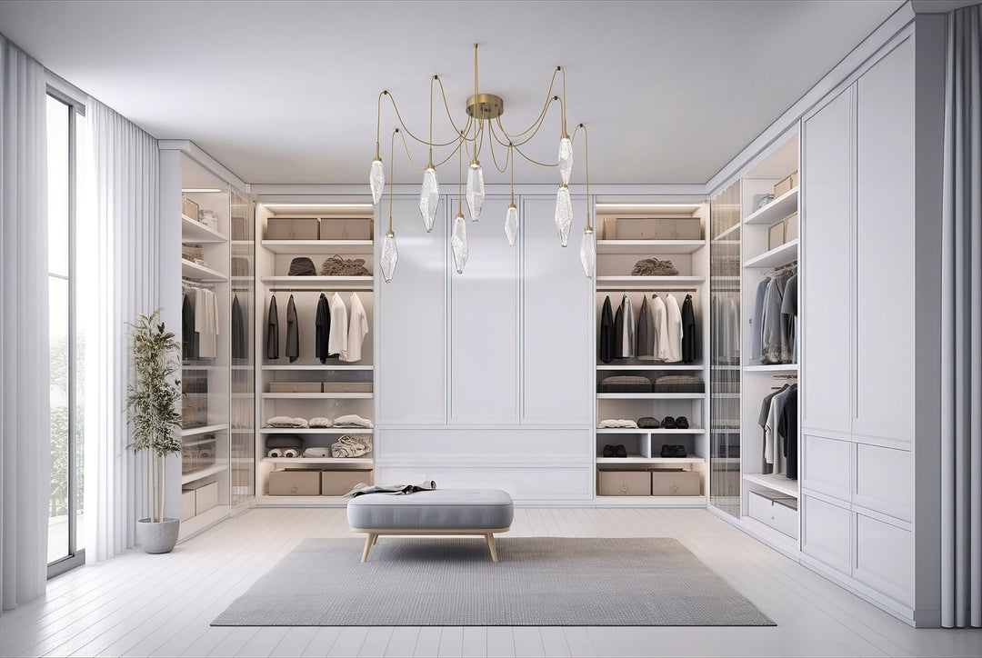 Rock Crystal Swag Chandelier by Hammerton Studio in a styled interior