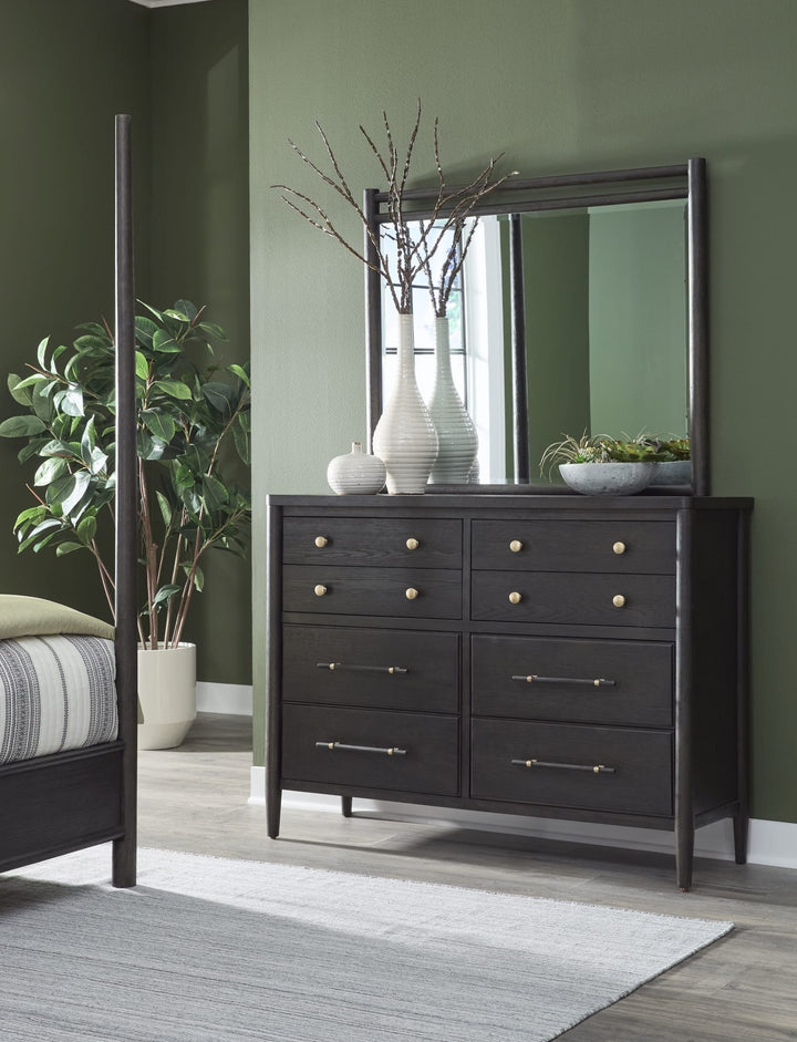 Rockport Eight Drawer Dresser in Yin — styled with the matching mirror (sold separately)
