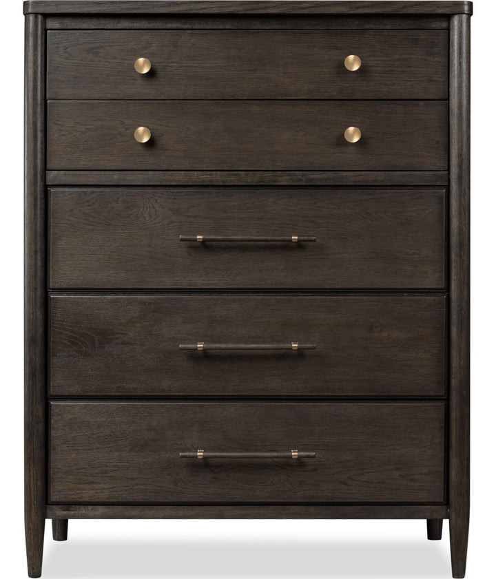 Rockport Five Drawer Chest in Yin — on a white background