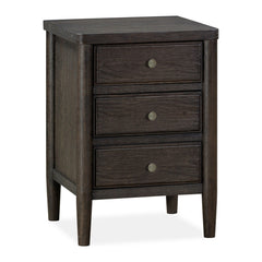 Rockport Three Drawer Small Nightstand by Modus in Yin — on a white background