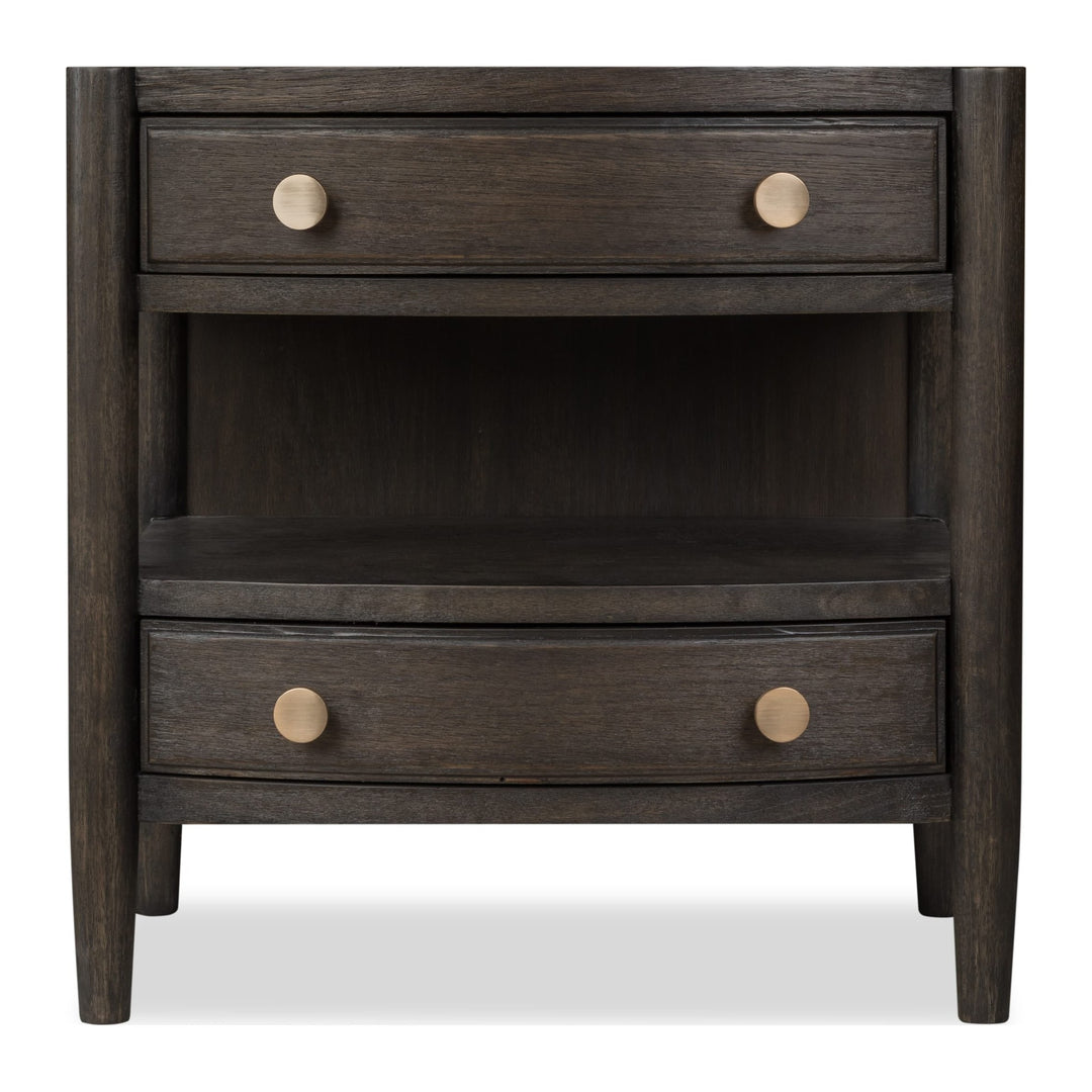 Rockport Two Drawer One Shelf Nightstand by Modus in Yin — on a white background