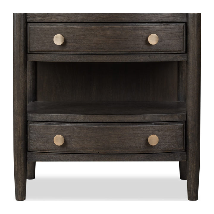 Rockport Two Drawer One Shelf Nightstand by Modus in Yin — on a white background