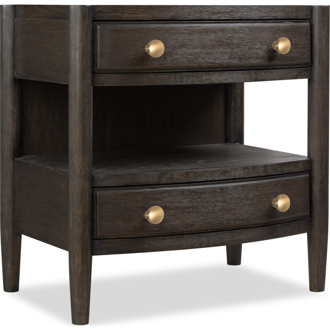 Rockport Two Drawer One Shelf Nightstand in Yin — on a white background