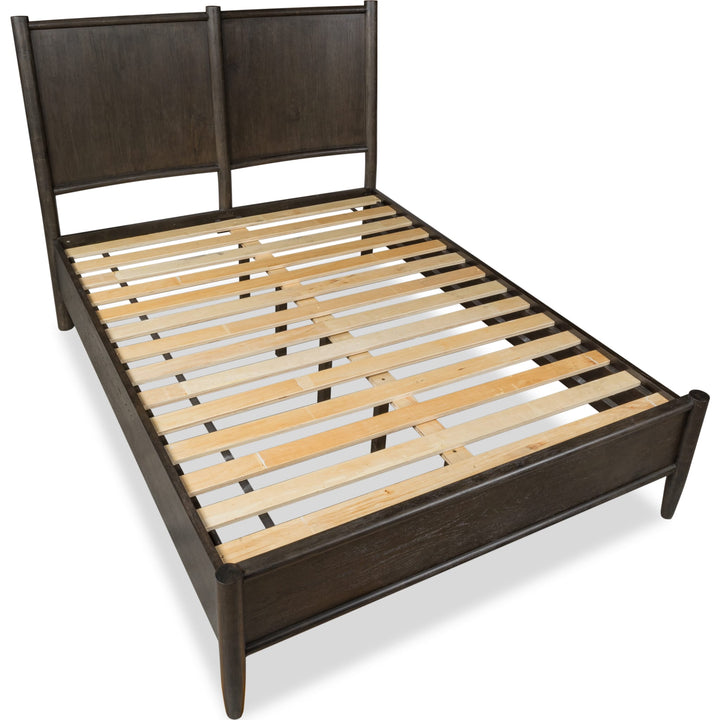 Rockport Wood Platform Bed in Yin — angled view showing slat platform
