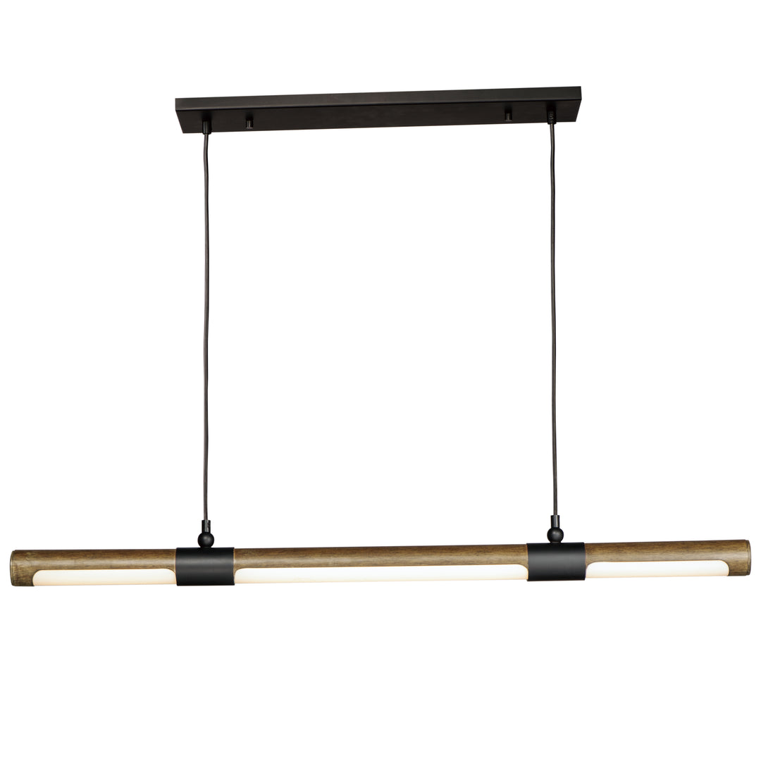 Rollo 1-Light LED Pendant by ET2 Lighting in Antique Pecan / Black, front view