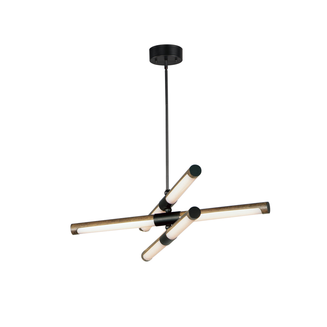 Rollo 6-Light LED Pendant by ET2 Lighting in Antique Pecan / Black, front view