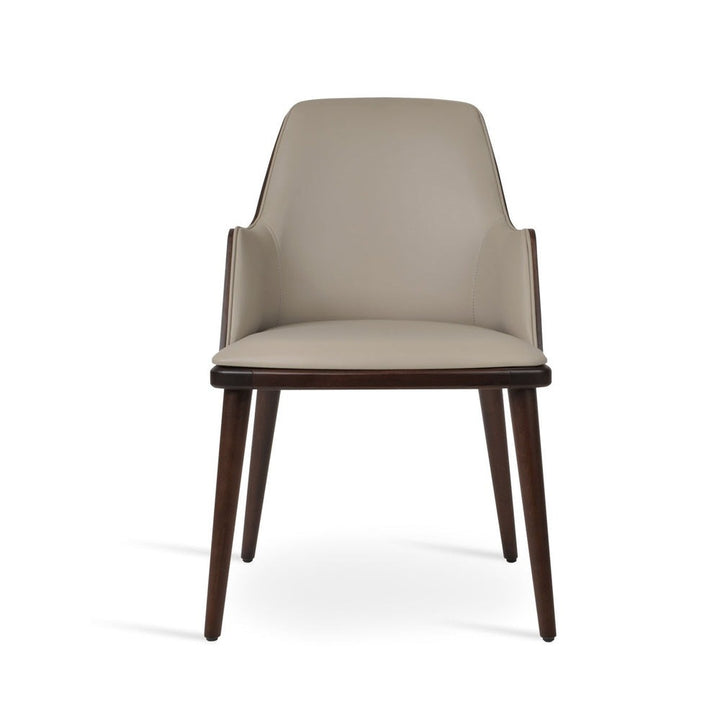 Romano Arm-W by Soho Concept — front view with upholstered arms and walnut veneer back