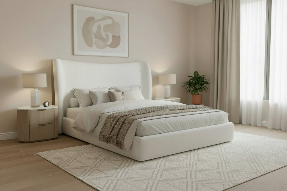 Rowe Upholstered Storage Bed in White Mobital