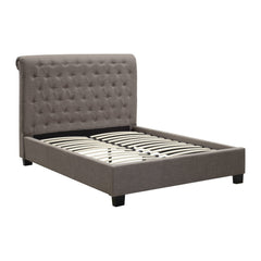 Royal Tufted Upholstered Platform Bed by Modus in Dolphin Linen — white background, angled view