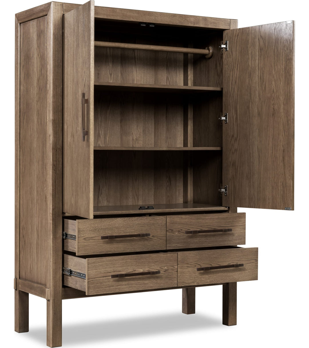 Roycroft Accent Chest in Harvest Wood — with drawers open