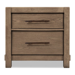 Roycroft Two Drawer Nightstand by Modus in Harvest Wood — on a white background