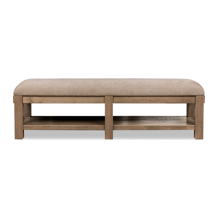 Roycroft Upholstered Bench by Modus in Harvest Wood — on a white background