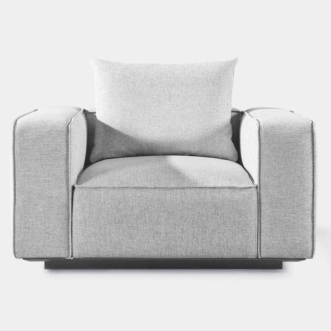 Harbour Outdoor Santorini lounge chair in light gray upholstery, front view