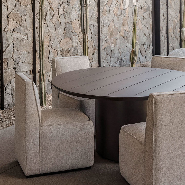 Santorini Slatted Round Dining Table 60" Outdoor Dining Tables Harbour Outdoor