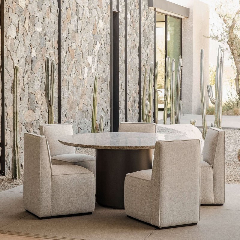 Santorini Stone Round Dining Table 48" Outdoor Dining Tables Harbour Outdoor
