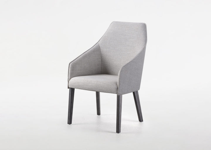 Sara II Plus Dining Chair in light grey upholstery with wood legs