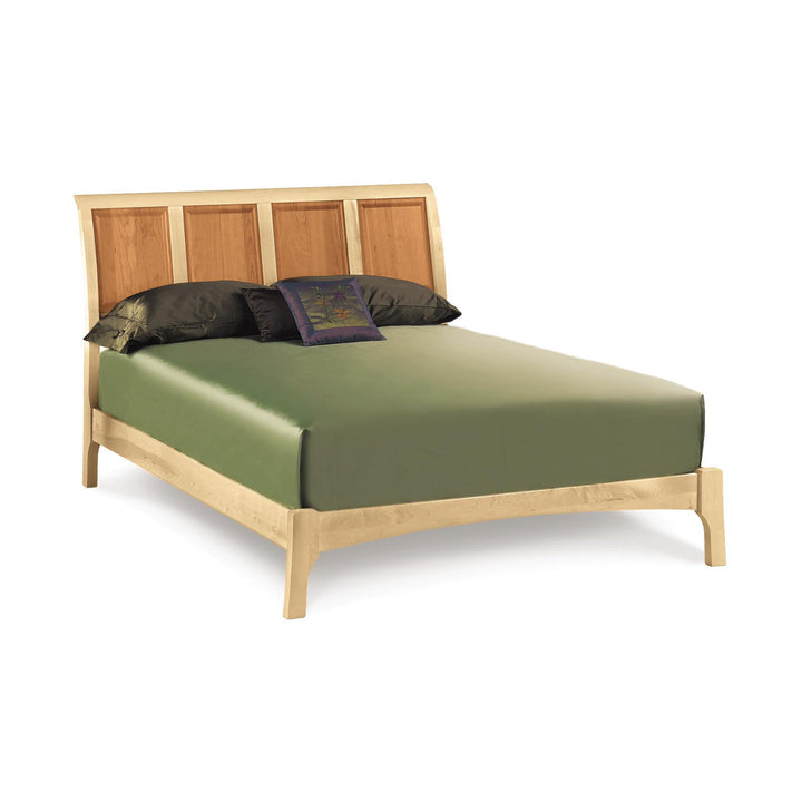 Sarah sleigh bed with cherry and maple