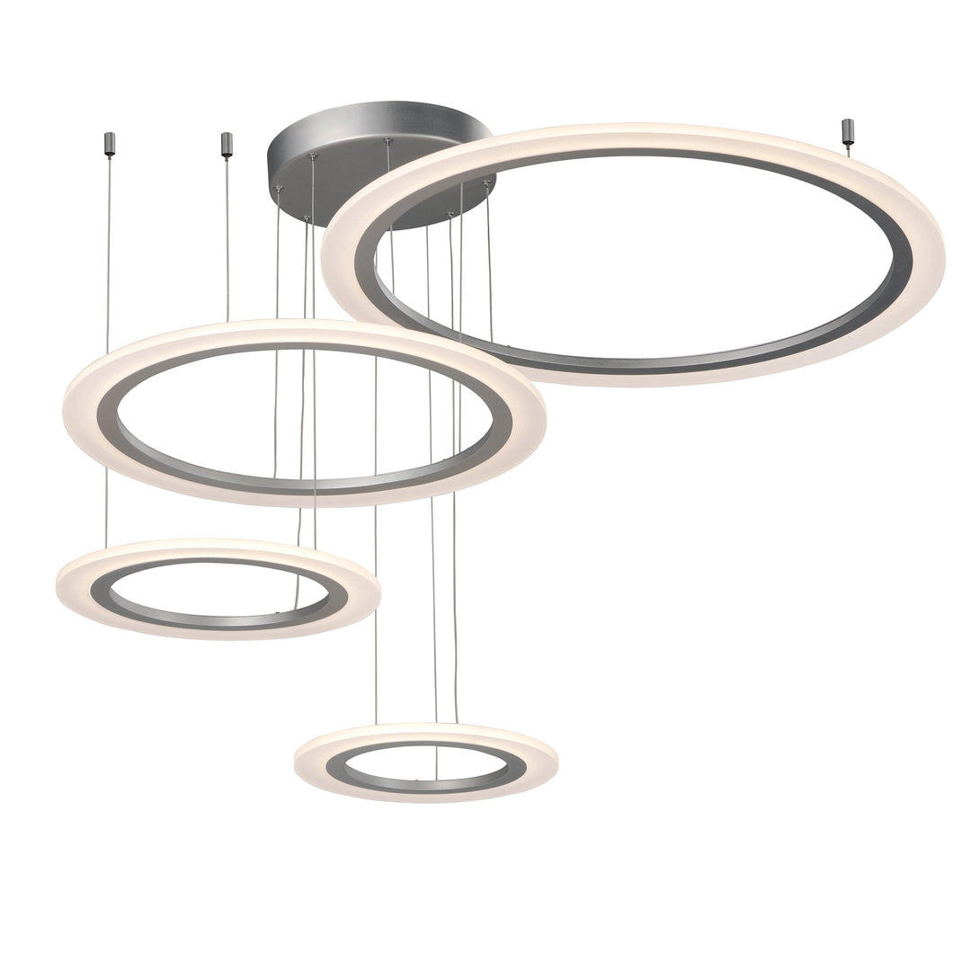 Saturn II 4-Light LED Pendant by ET2 Lighting in Matte Silver, front view