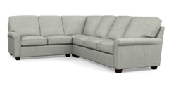 Savoy two-piece corner-return sectional; left return when facing the longer three-seat run.