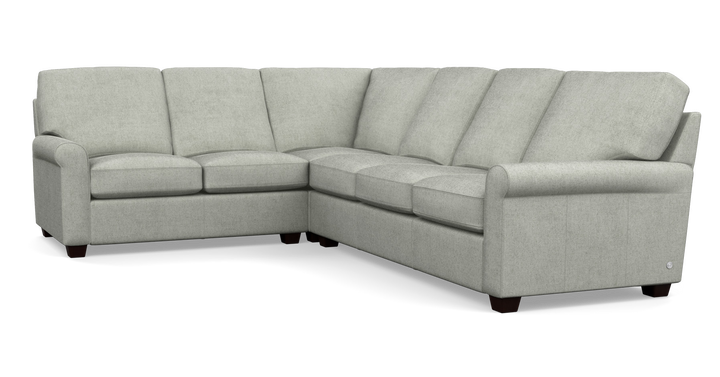 Savoy two-piece corner-return sectional; left return when facing the longer three-seat run.