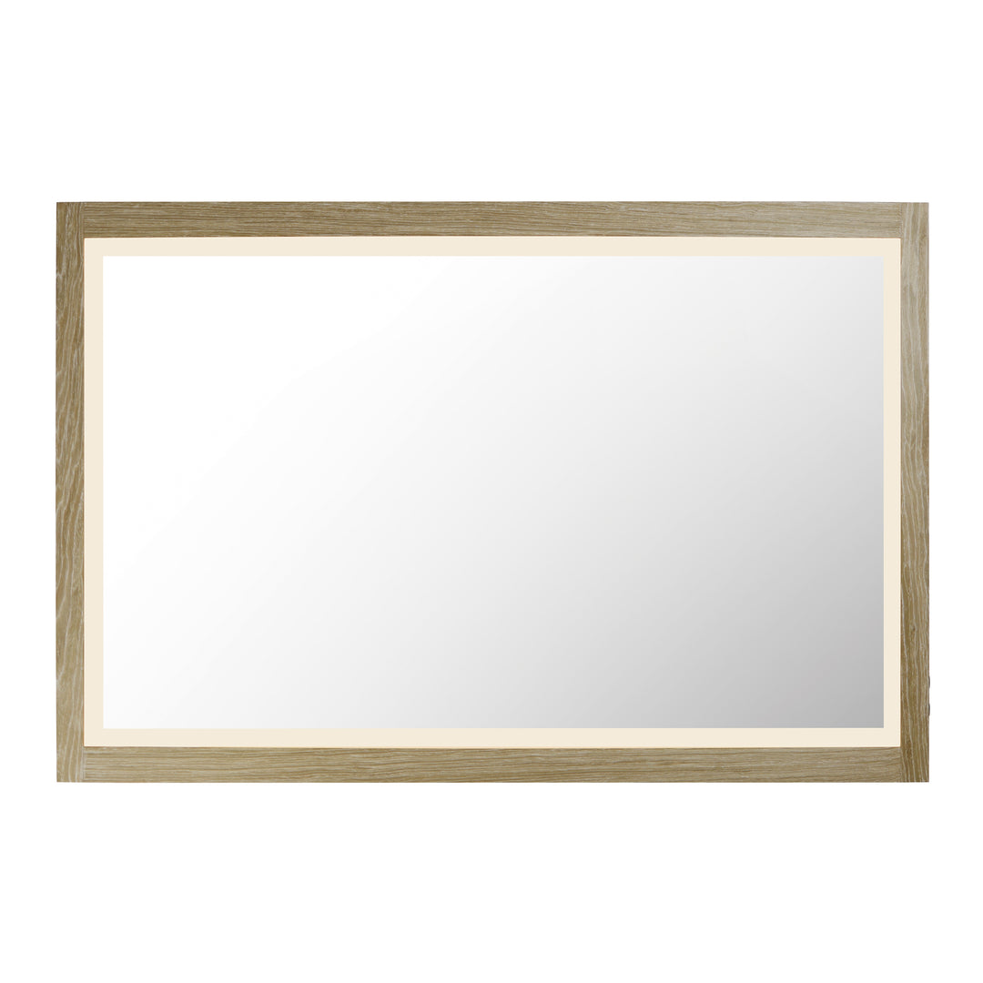 Sawyer 48" x 32" Oak Framed LED Mirror by ET2 Lighting in Oak, front view