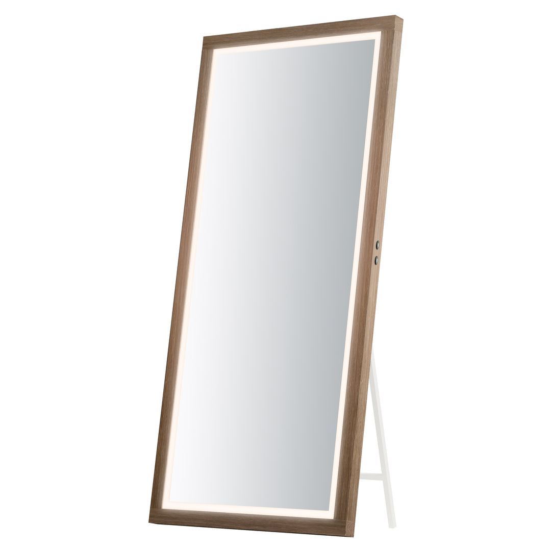 Sawyer 68" x 32" Oak Framed LED Mirror by ET2 Lighting in Oak, front view