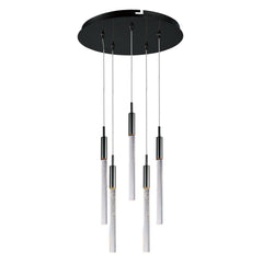 Scepter 5-Light LED Pendant by ET2 Lighting in Black Chrome, front view