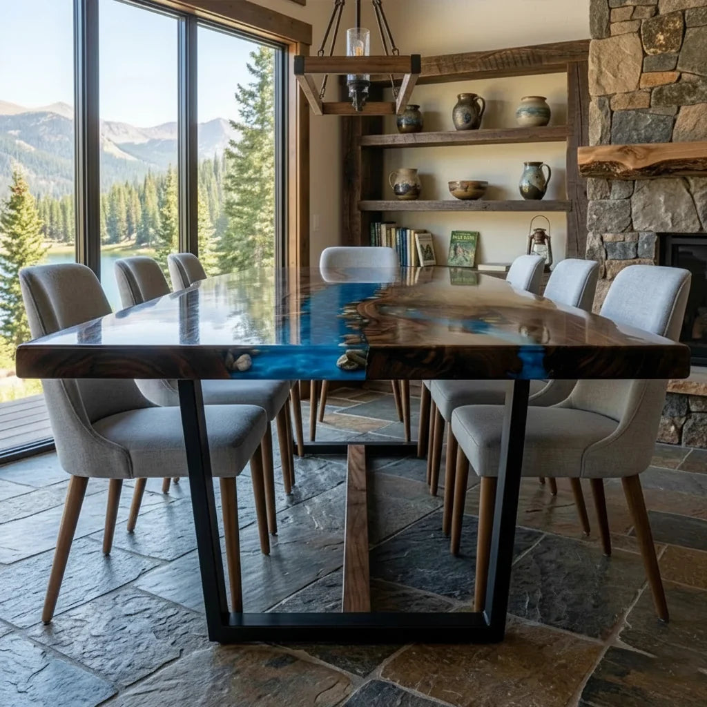 Alpine Black Walnut River Dining Table by Thomas Dawn