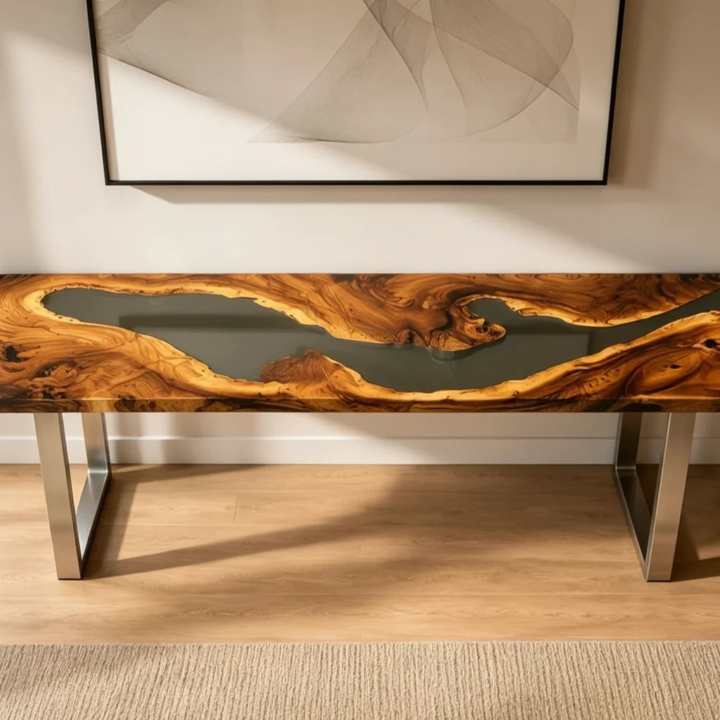 Smoked Walnut Resin Console Table by Thomas Dawn