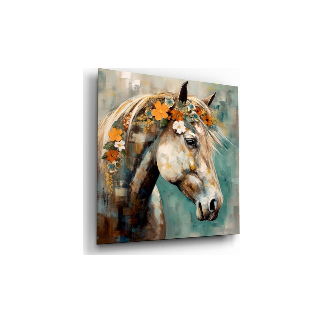 Flower And Horse Glass Wall Art Insigne